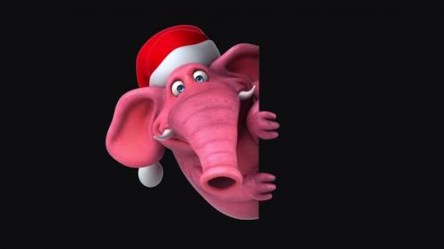 Videohive - Fun 3D cartoon elephant with a blank sign (with alpha channel included) - 48022593 - 48022593
