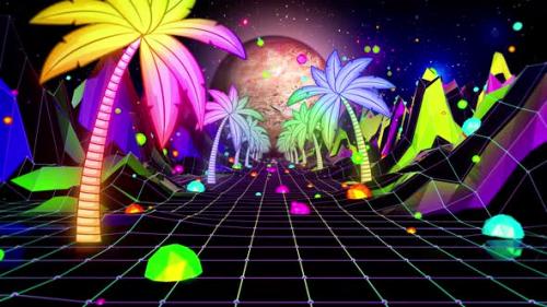 Videohive - Synthwave Palm Trees - 48022803 - 48022803
