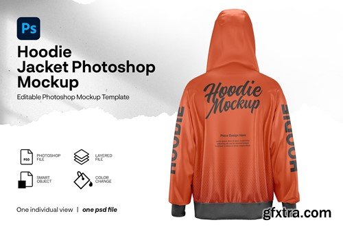 Hoodie jacket mockup back view 2XVGTGH