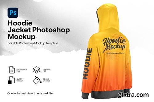 Hoodie jacket mockup back view FRTGQWJ