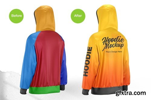 Hoodie jacket mockup back view FRTGQWJ