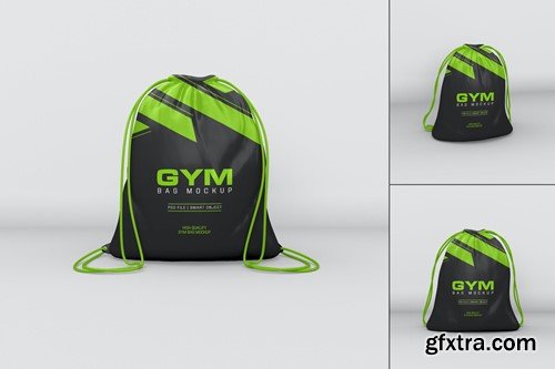 Drawstring Fabric Gym Sack Psd Mockups Set 6A8UE9M