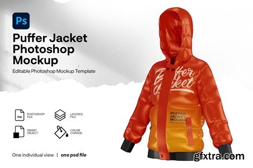 Puffer jacket mockup front view KKK4NPY