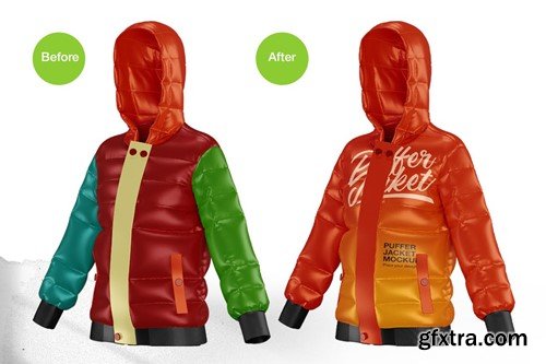 Puffer jacket mockup front view KKK4NPY