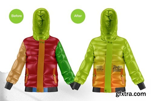 Puffer jacket mockup front view PML4TGZ