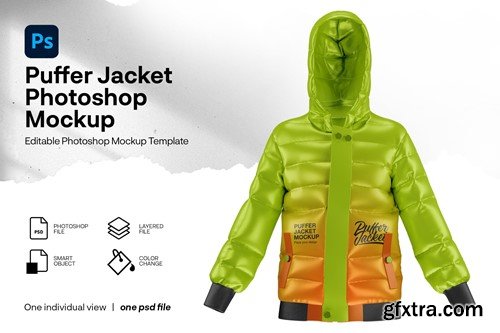 Puffer jacket mockup front view PML4TGZ