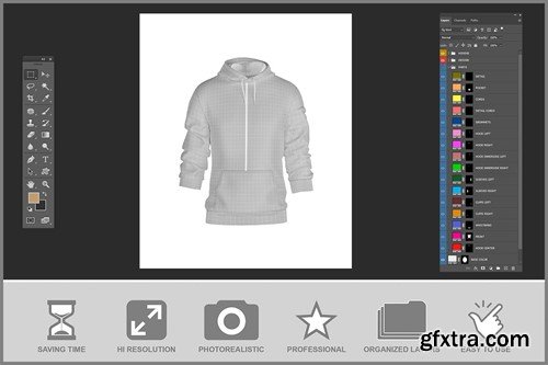 Hoodie with Pockets Mockup H5NJFZV