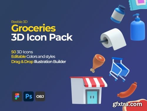 Reebie 3D Groceries Pack Ui8.net