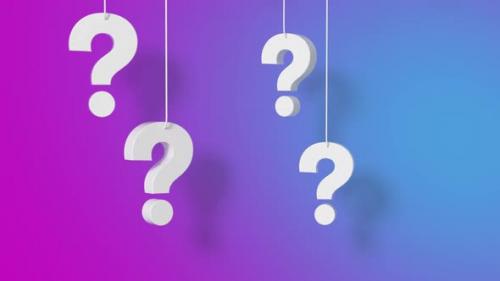 Videohive - Gradient background of question marks white hanging. - 48025171 - 48025171