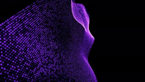 Videohive - Purple Digital Technology Particle Wave Flow On Black Background - 48025316 - 48025316