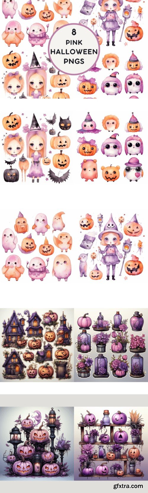 8 Pink Halloween PNGS