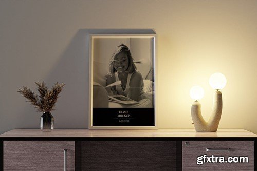 Frame on Desk Presentation Mockup RMVTZBJ