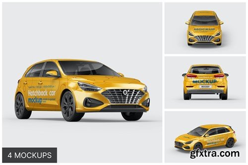 Modern Hatchback Car Mockup Set 2PLGWDU