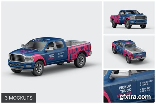 Modern Pickup Truck Mockup Set 8ANG7VZ