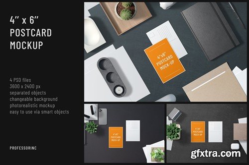 4x6 Portrait Postcard Mockup Set M2EDZAP