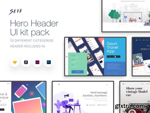 Seva header ui kit pack-3 Ui8.net