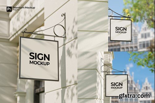 Square Signboard Mockup TE49H26