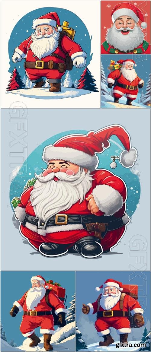 Vector illustration fat cute santa claus