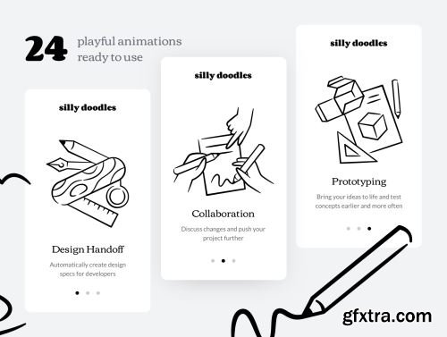 Silly Doodles Animated Illustrations Ui8.net