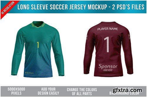 Long Sleeve Soccer Jersey - Open Stub Neck Mockup VWMT4QQ