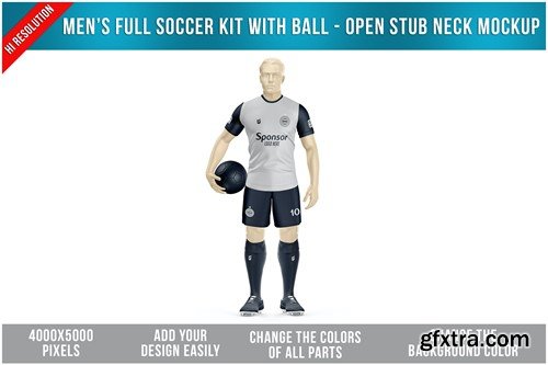 Full Uniform Soccer Kit with Ball - Open Stub Neck 5K6MUL5