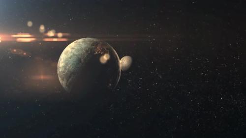 Videohive - Planet Earth and the moon orbit in outer space. Realistic clouds and sea surface in 3D. Elements use - 48025539 - 48025539