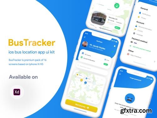 BusTracker app UI Kit Ui8.net