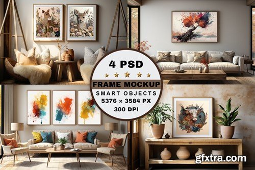 4 PSD Boho Vibes Frame Mockup Variety Pack YFHEU8K