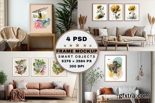 4 PSD Vintage Frame Mockup 3CSTQW9