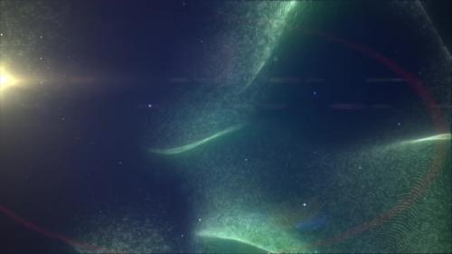 Videohive - Green glowing energy bright particles light lines and waves abstract background - 48025787 - 48025787