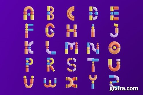 Geometric Alphabet - 3D Icon Set UZ2ZLTC