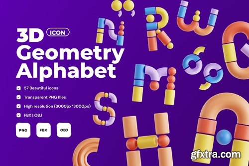 Geometric Alphabet - 3D Icon Set UZ2ZLTC