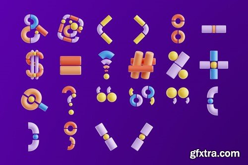 Geometric Alphabet - 3D Icon Set UZ2ZLTC