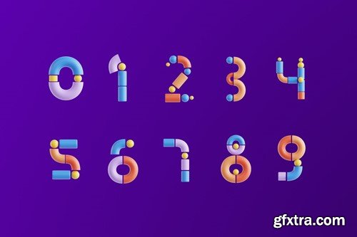 Geometric Alphabet - 3D Icon Set UZ2ZLTC