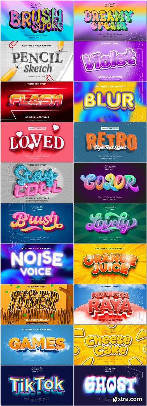 20 Vector 3d text editable, text effect font vol 7