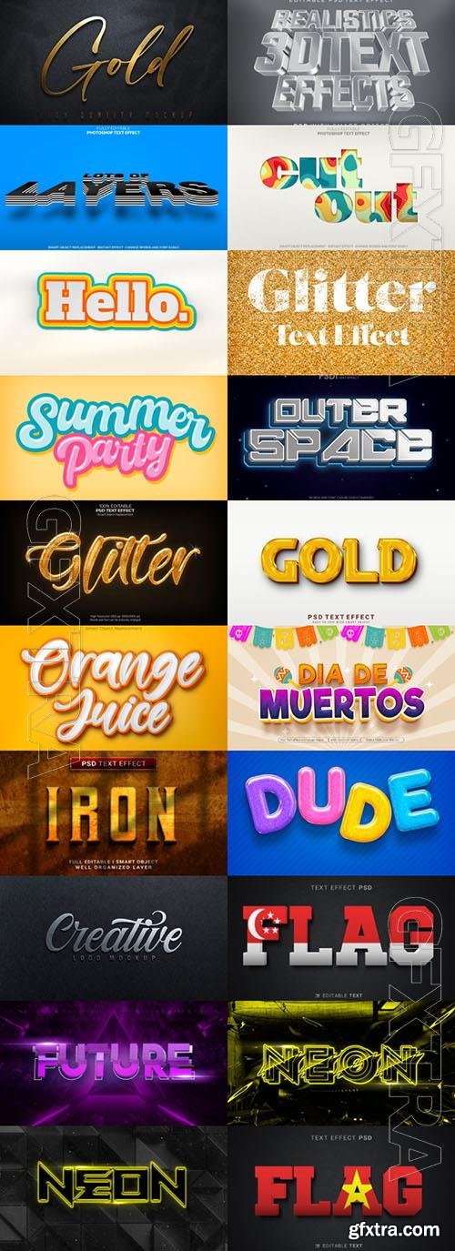 20 Psd style text effect editable set vol 34