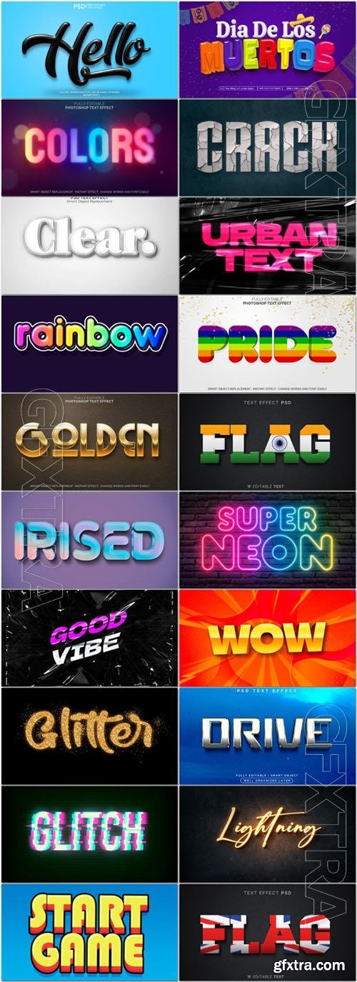 20 Psd style text effect editable set vol 33