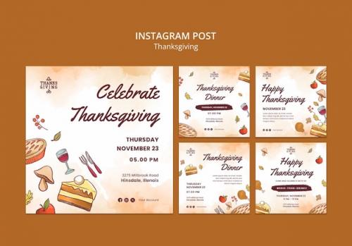 Premium PSD | Thanksgiving celebration instagram posts Premium PSD
