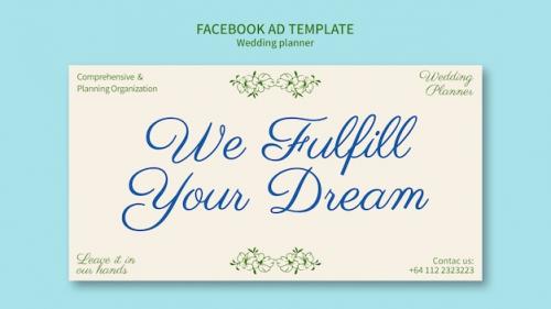 Premium PSD | Hand drawn wedding planner facebook template Premium PSD