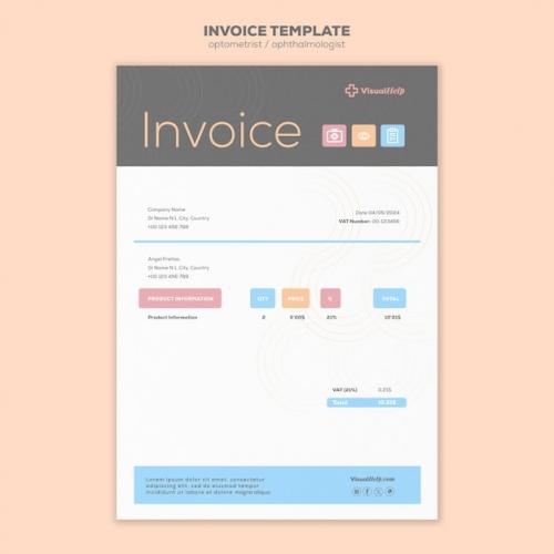 Premium PSD | Optometrist career invoice template Premium PSD