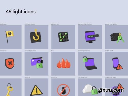 Security 3d icon kit Ui8.net