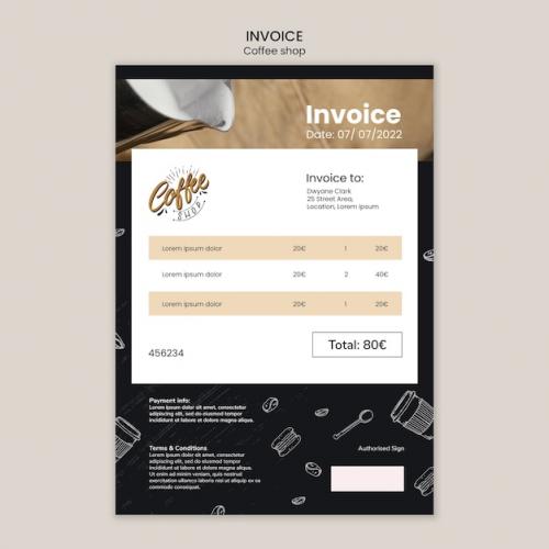 Premium PSD | Coffee shop invoice template Premium PSD