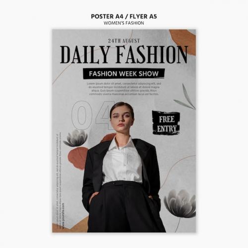 Premium PSD | Hand drawn fashion poster template Premium PSD