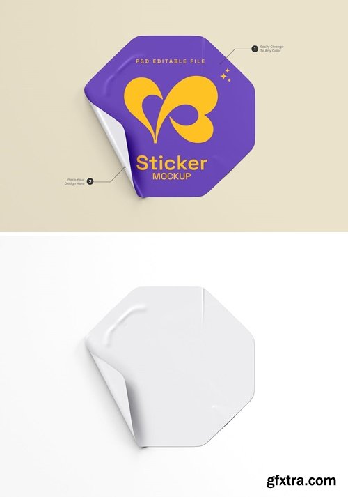 Octagonal Adhesive Sticker Mockup QKLJ62K