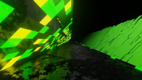 Videohive - Green And Yellow Cyborg Road Background Vj Loop In HD - 48035824 - 48035824