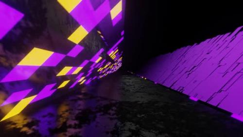 Videohive - Purple And Yellow Cyborg Road Background Vj Loop In HD - 48035829 - 48035829