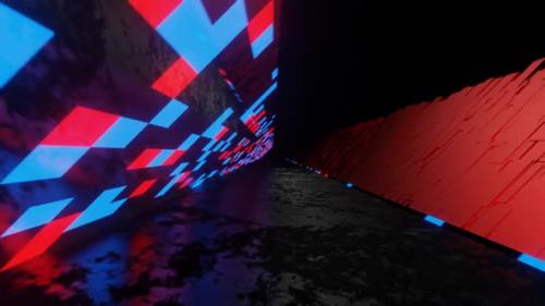 Videohive - Red And Blue Cyborg Road Background Vj Loop In HD - 48035831 - 48035831