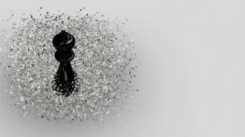 Videohive - Luxury Background with Black Chess King in White Glass Fragments, Unique Design, 3D Render - 48036599 - 48036599