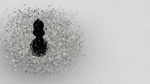 Videohive - Luxury Background with Black Chess Bishop in White Glass Fragments, Unique Design, 3D Render - 48036600 - 48036600