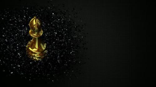 Videohive - Luxury Background with Gold Chess Bishop in Black Glass Fragments, Unique Design, 3D Render - 48036603 - 48036603